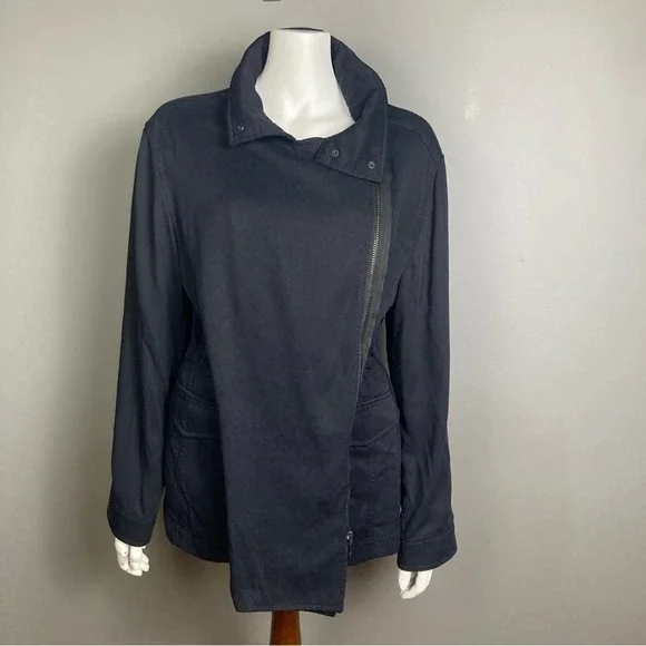 All Saints Finn Jacket women's US 10 UK 14 black long moto trench transitional‎